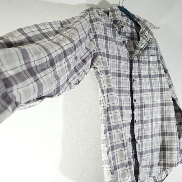 LL Bean Dress Shirt Plaid White Gray Mens S - Picture 5 of 5